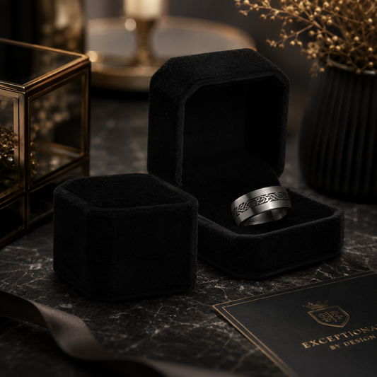 Velvet ring gift box – 54 × 50 × 39 mm – black