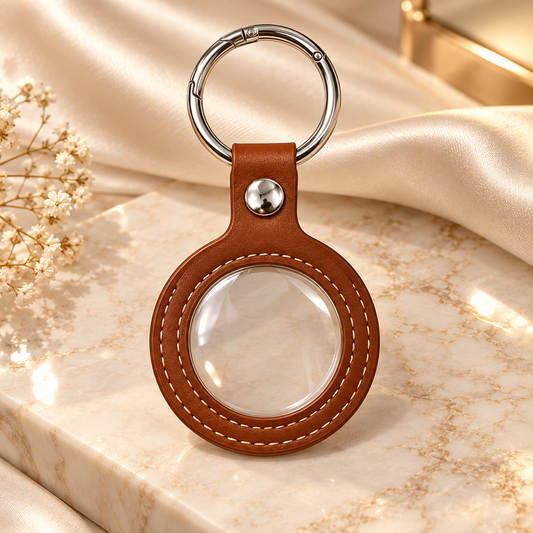 PU leatherette coin holder with key ring – 70 × 55 mm – brown