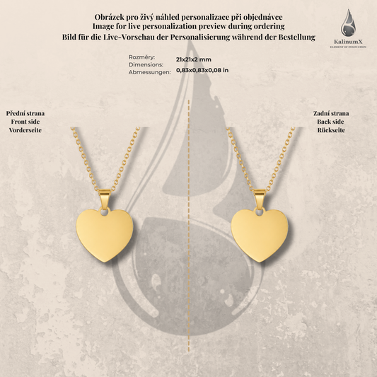 Gold-tone necklace with a 21 mm heart pendant