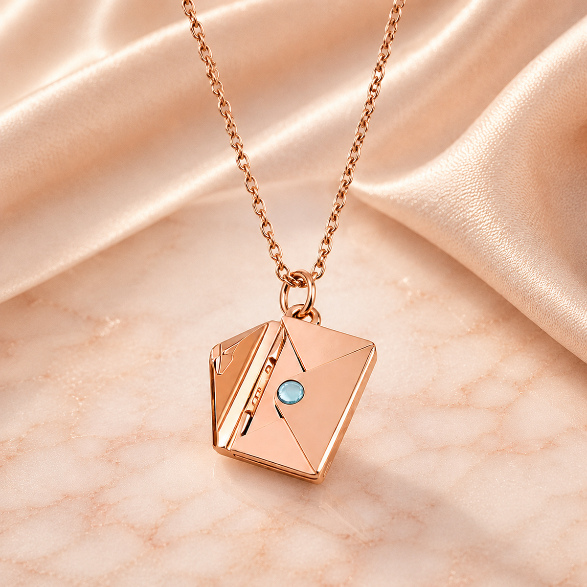 Stainless steel necklace with envelope pendant, KalinumX
