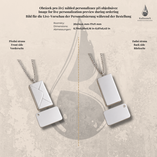 Stainless steel necklace with envelope pendant – silver-tone, KalinumX