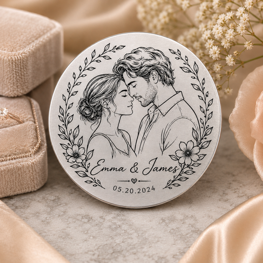 Stainless steel commemorative coin, with engraving