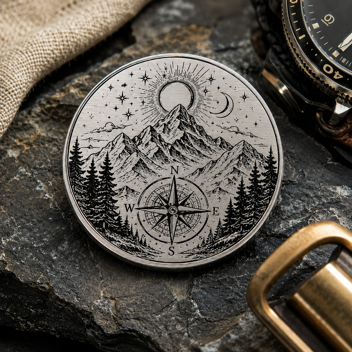 Gedenkmünze aus Edelstahl, 32 × 3 mm, mit Gravur