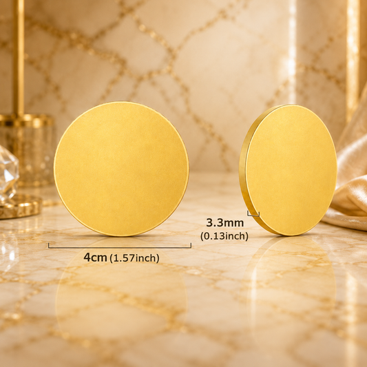 Plated metal commemorative coin, 40 × 3.3 mm, gold-tone, with engraving