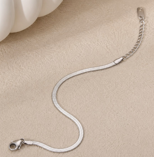 Stainless steel snake chain bracelet – 15.5 cm – silver-tone, KalinumX