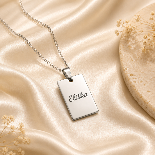 Stainless steel plate pendant – 30 × 20 mm, KalinumX