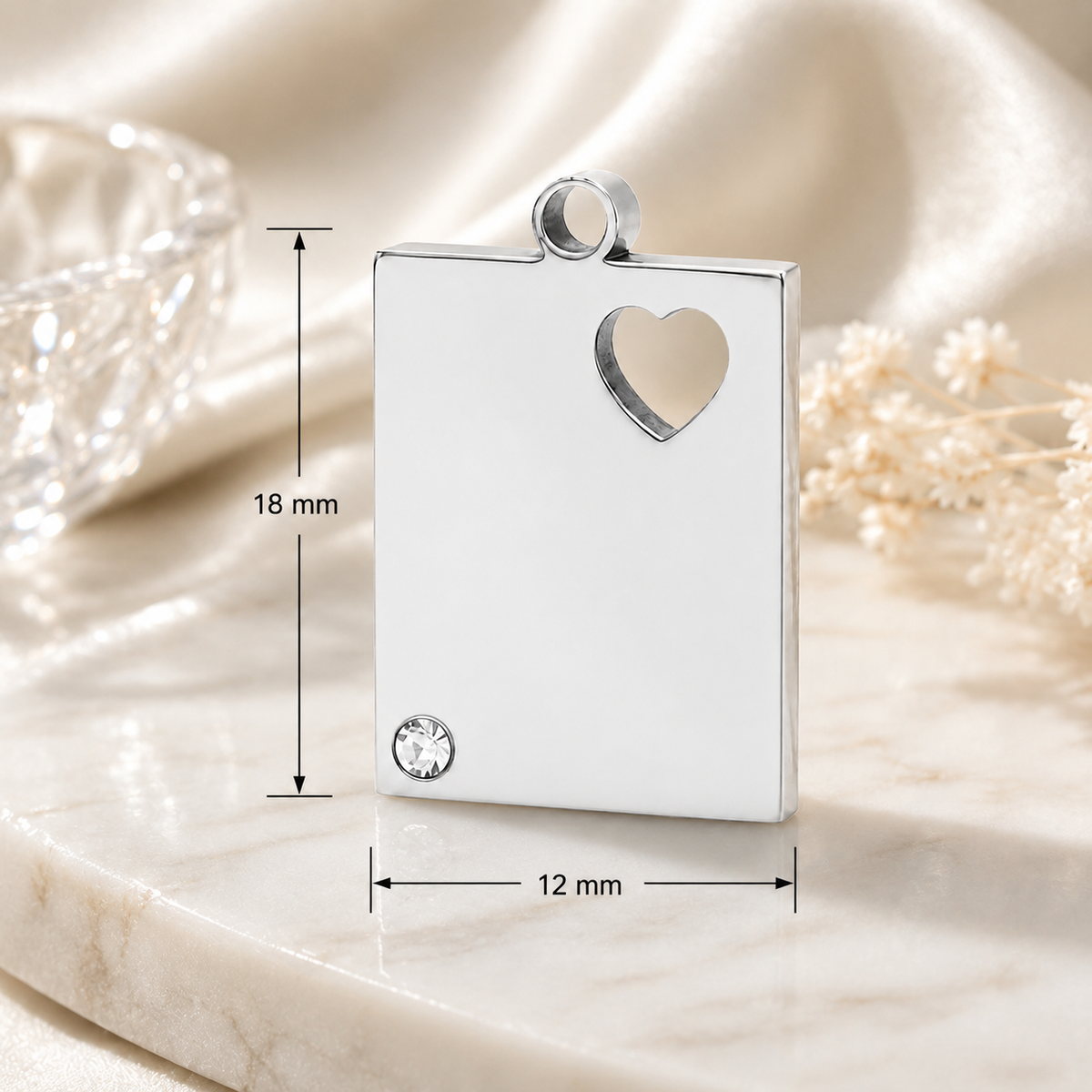 Stainless steel plate pendant with heart cutout, KalinumX