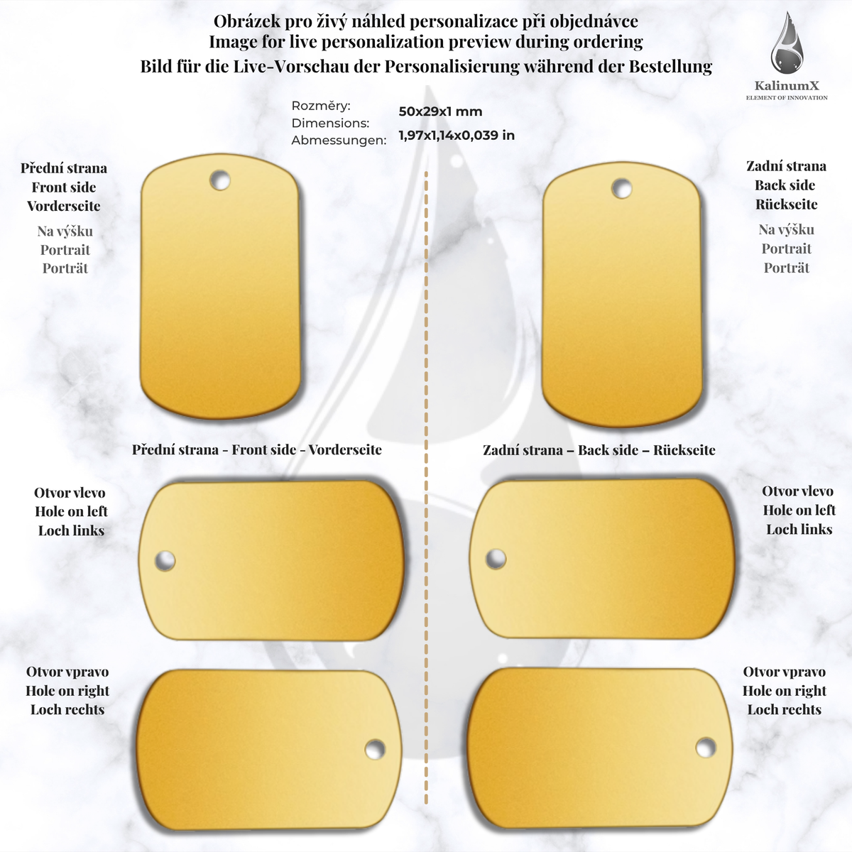 Dog Tag – 50 × 29 × 1 mm – Aluminium – mit Gravur