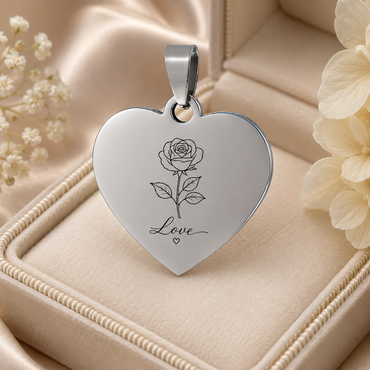 Large stainless steel heart pendant – 36 × 35 mm, KalinumX