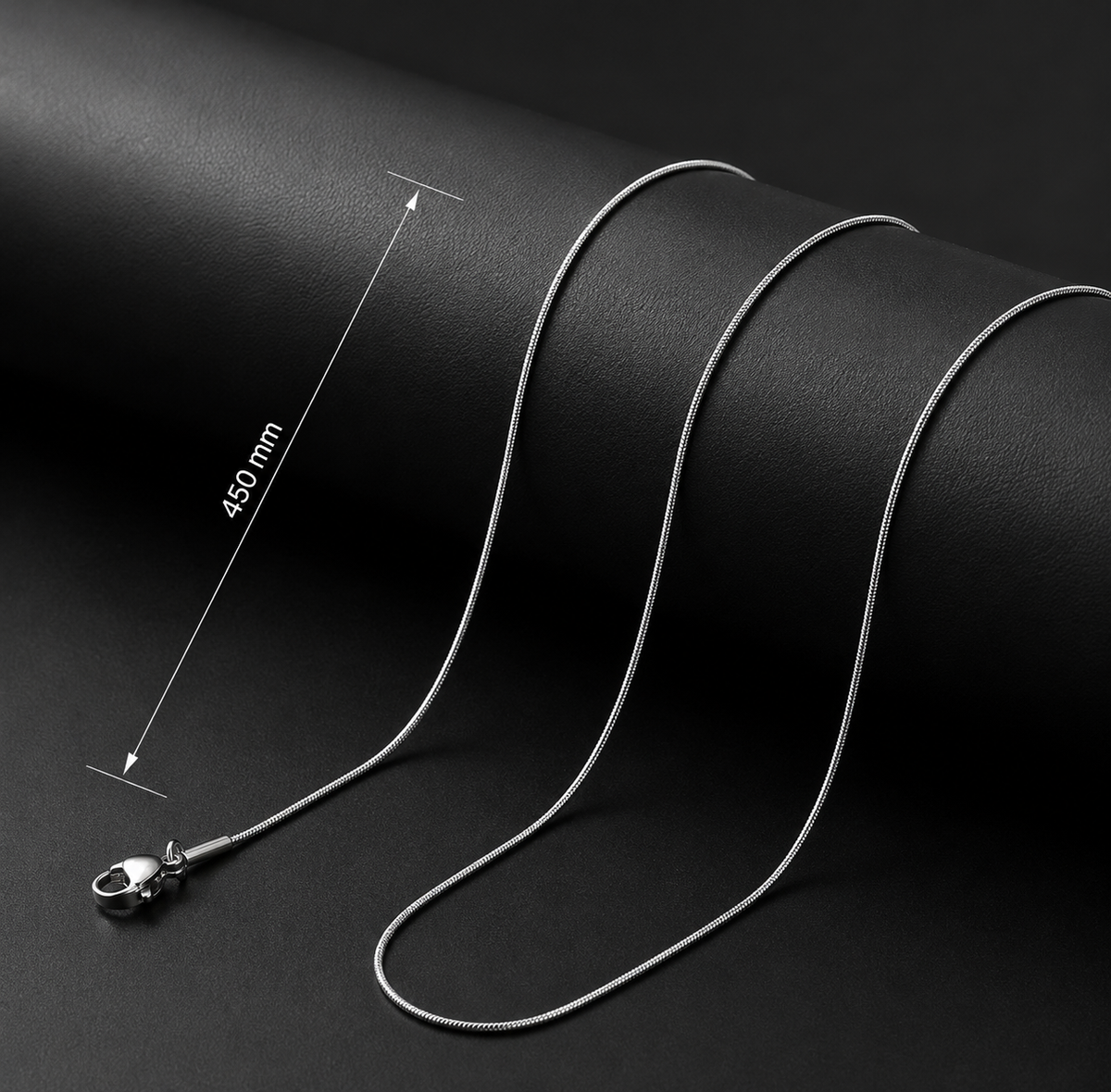 Adjustable silver-tone stainless steel snake chain, 45 + 5 cm, Type 7.