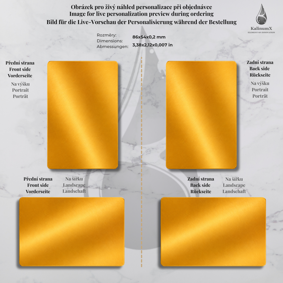 Aluminium business card – 86 × 54 mm – with engraving