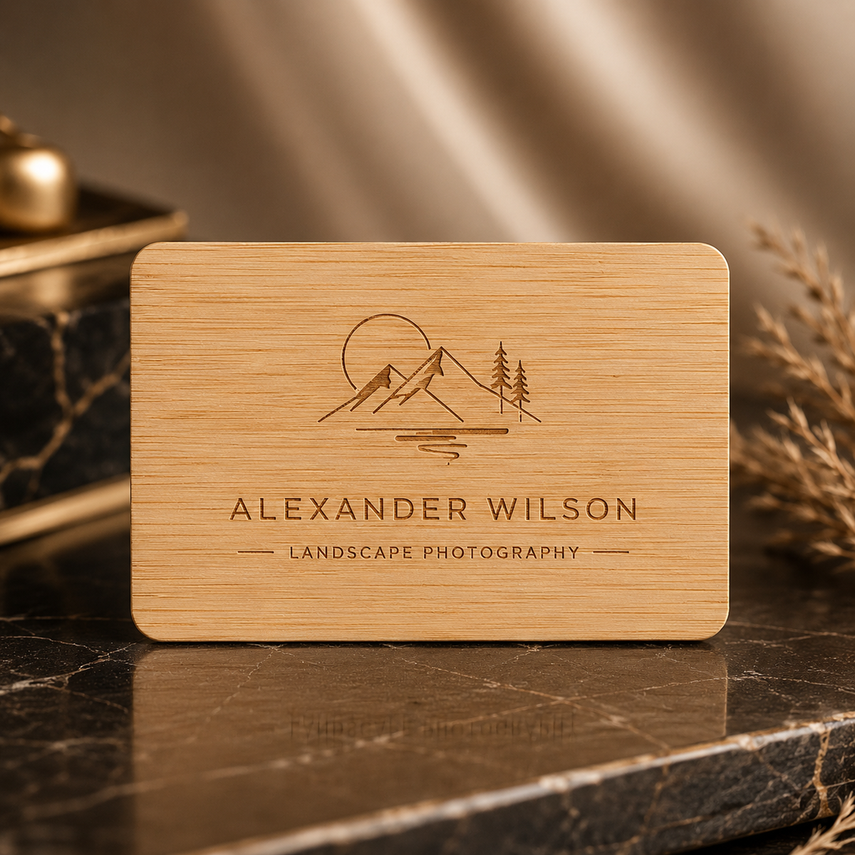 Bamboo business card – 90 × 54 × 1.2 mm – with engraving