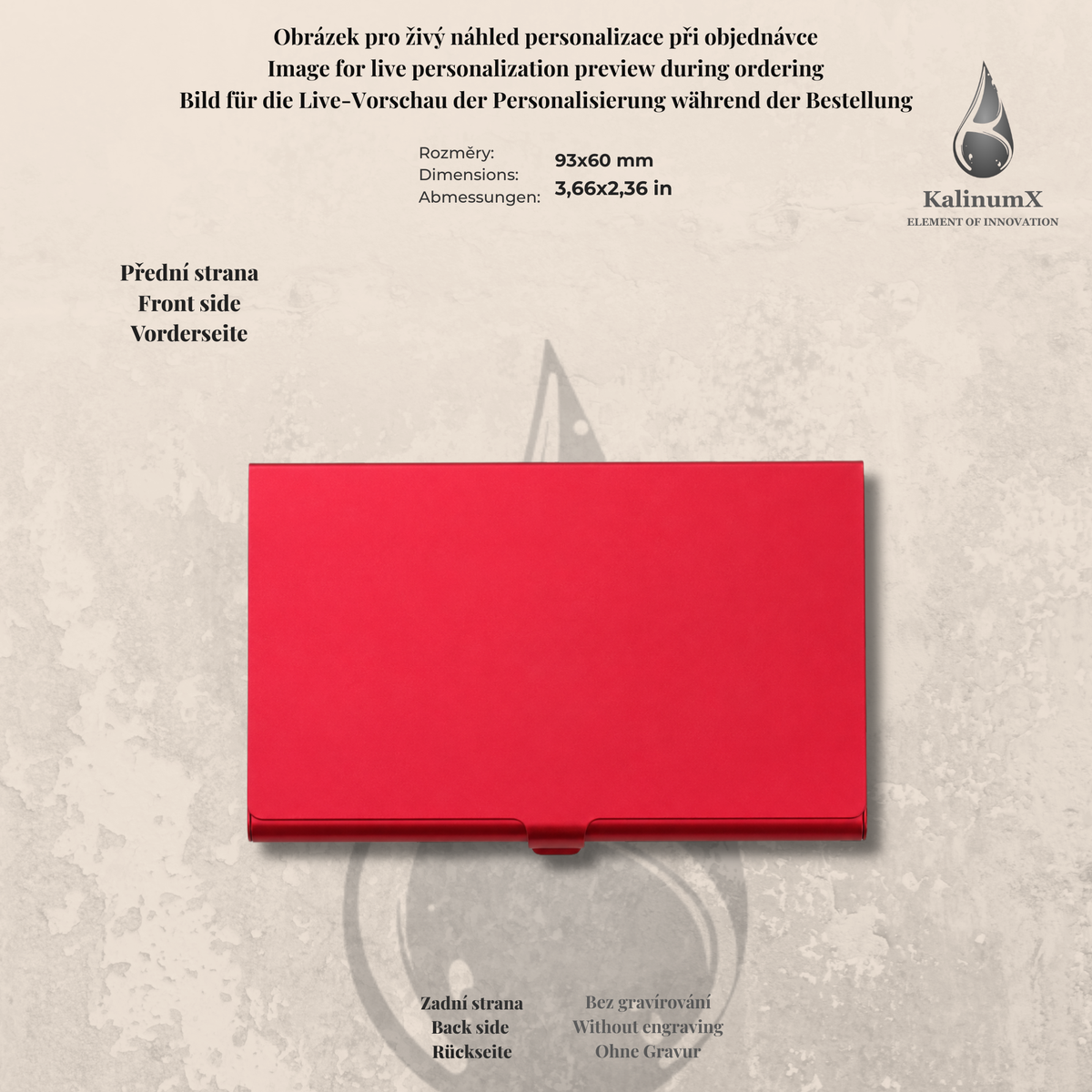 Visitenkartenetui aus Aluminium – 93 × 60 × 7,5 mm – mit Gravur