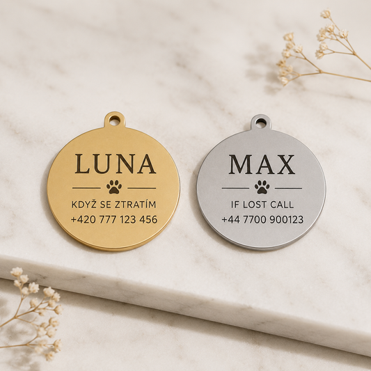 Dog Tag – Ø 20 mm – stainless steel – round pet tag with engraving