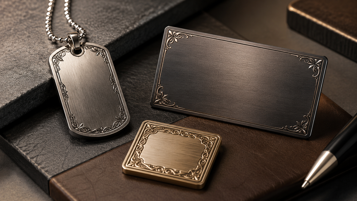 AI rámečky pro dog tag, kovovou vizitku a malé dárkové plochy