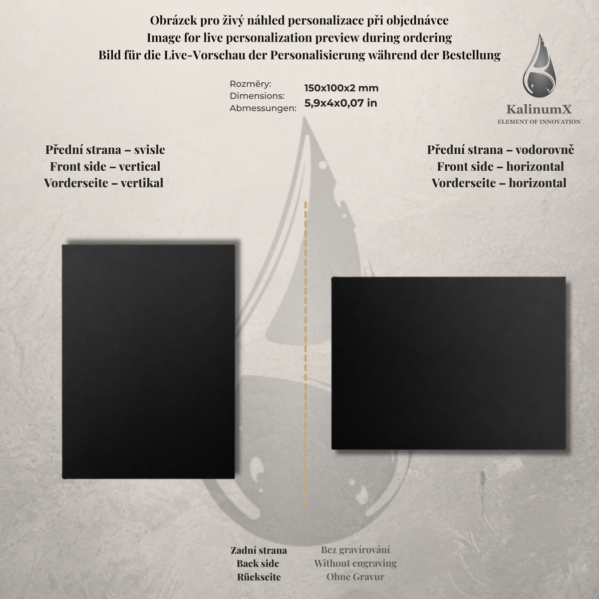 Akrylová destička 150 × 100 × 2 mm – akrylát, s gravírováním