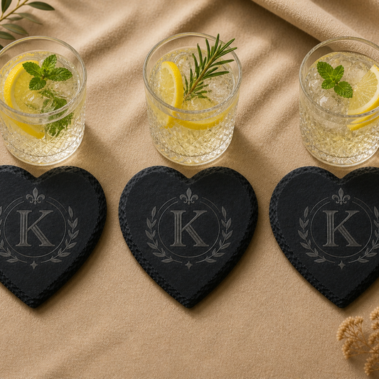Slate board – 100 × 100 mm – heart-shaped, black – with engraving