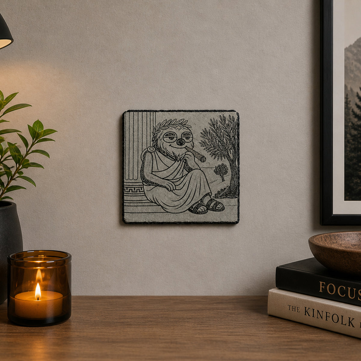 Břidlicová deska Slothana – 100 × 100 mm – čtvercová, černá – s hotovým gravírováním