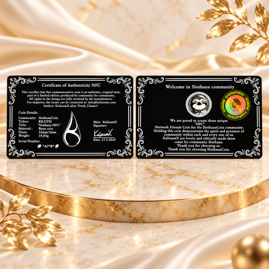 Aluminium certificate of authenticity with envelope, 86 × 56 × 0.2 mm