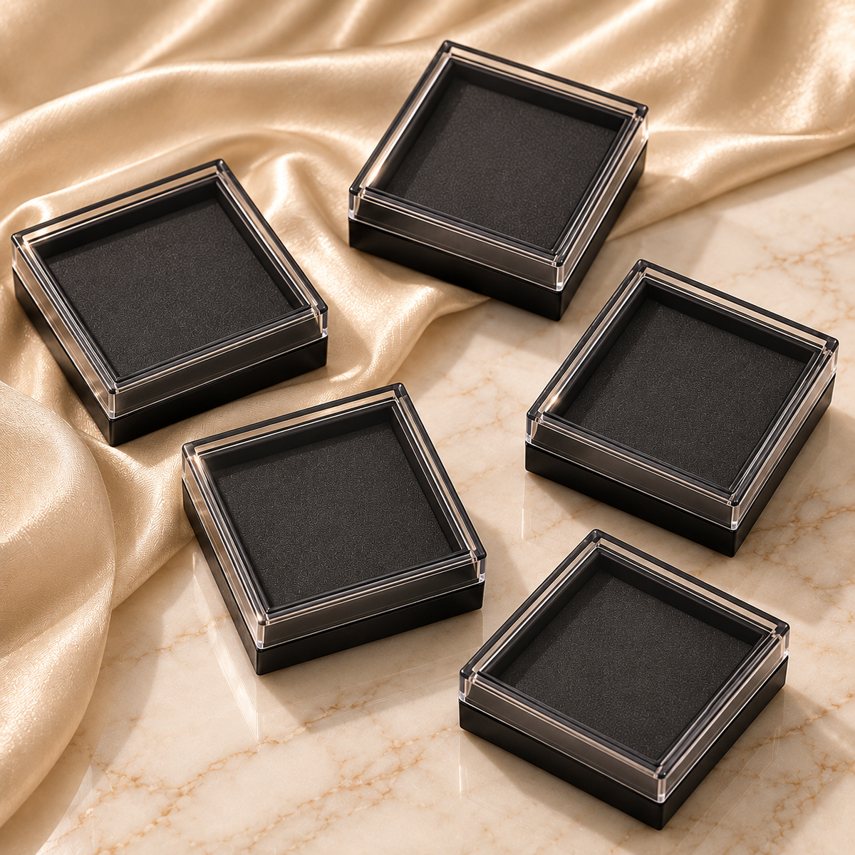 Acrylic gift box – 42 × 42 × 20 mm – black