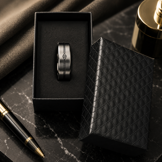 Jewellery gift box with PU leatherette finish – 80 × 50 × 25 mm – black