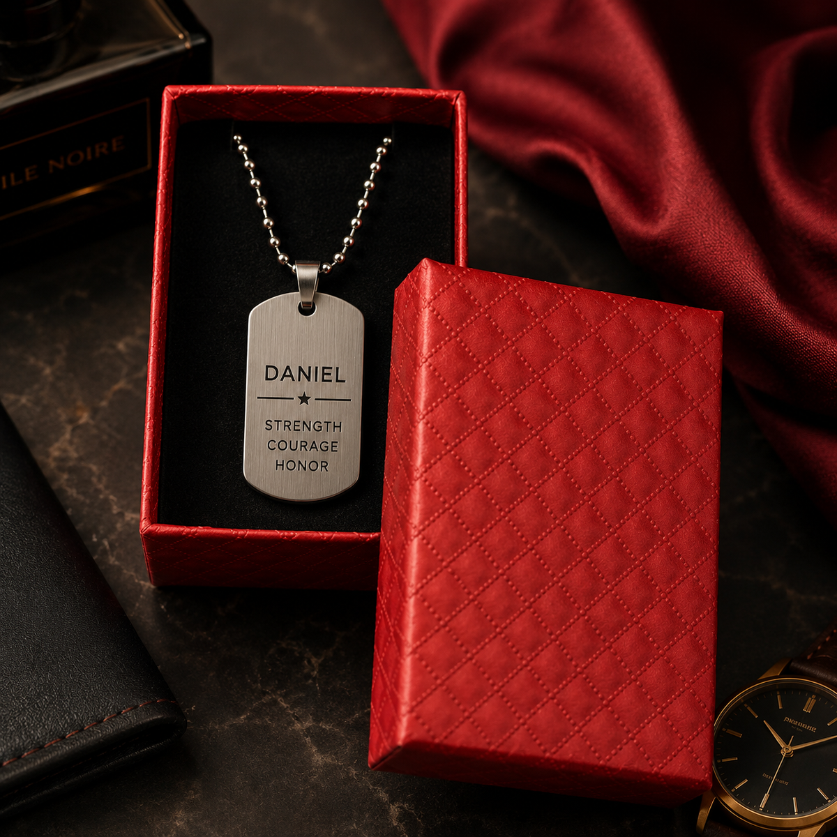 Schmuck-Geschenkbox mit PU-Kunstlederbezug – 80 × 50 × 25 mm – rot