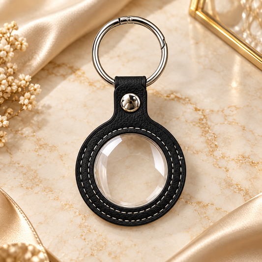 PU leatherette coin holder with key ring – 70 × 55 mm – black