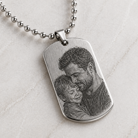 Dog Tag – 35 × 19.5 × 1 mm – stainless steel – silver