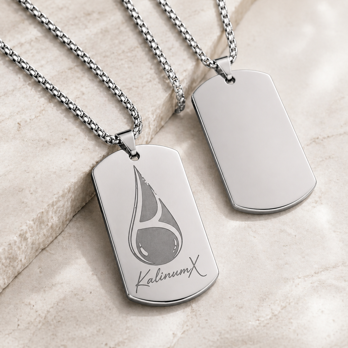 Dog Tag – 35 × 19.5 × 1 mm – stainless steel – silver