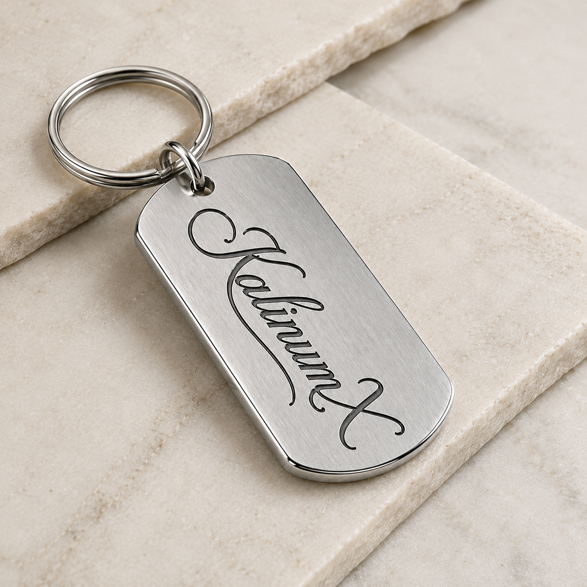 Dog Tag – 35 × 19.5 × 1 mm – stainless steel – silver