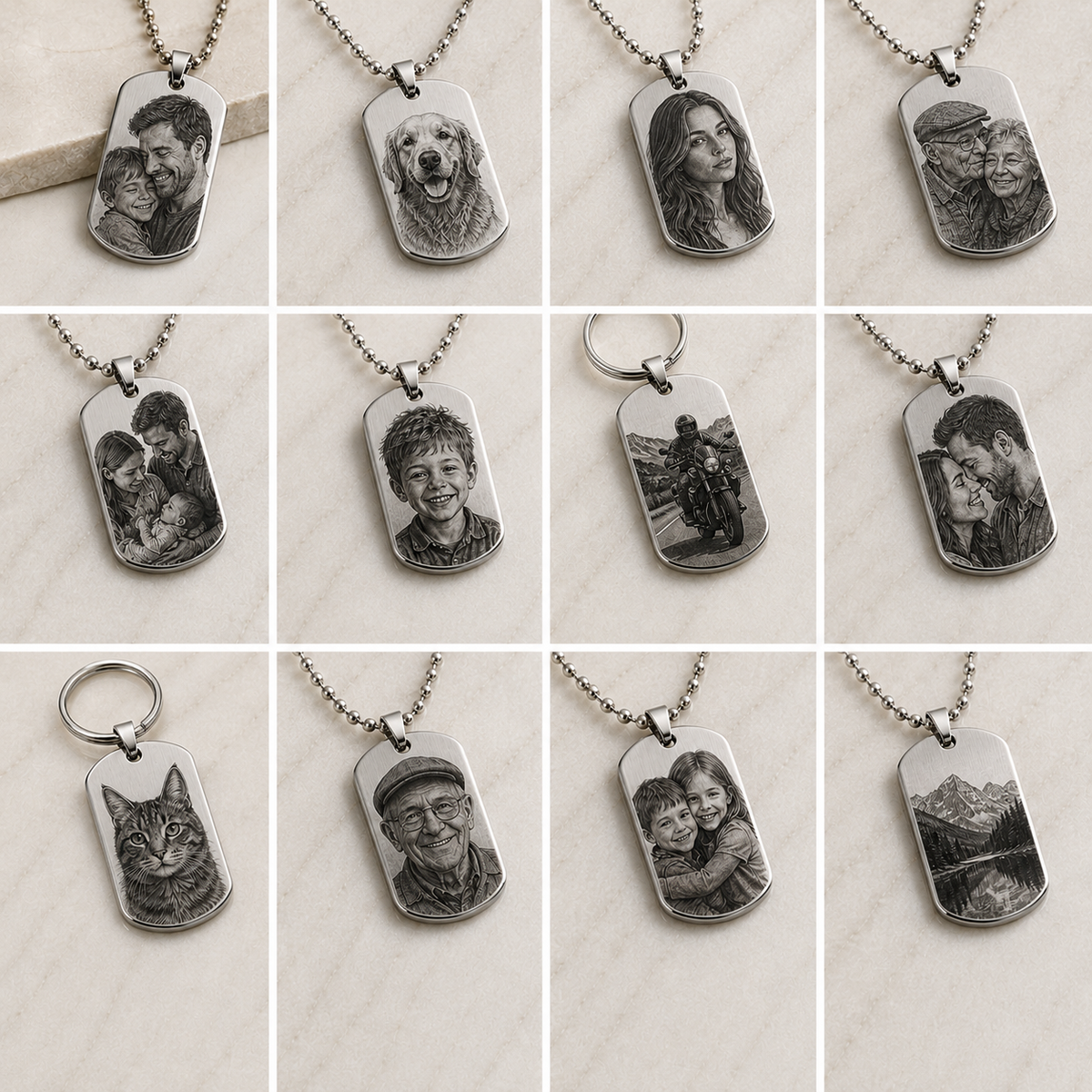 Dog Tag – 35 × 19.5 × 1 mm – stainless steel – silver