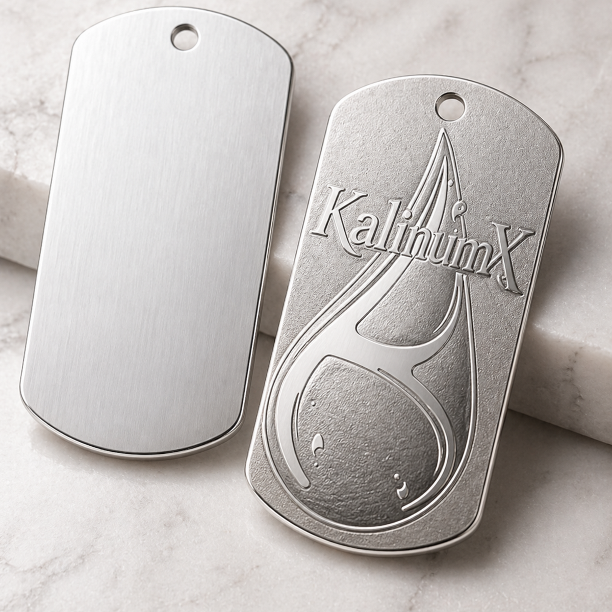 Dog Tag – 35 × 19.5 × 1 mm – stainless steel – silver