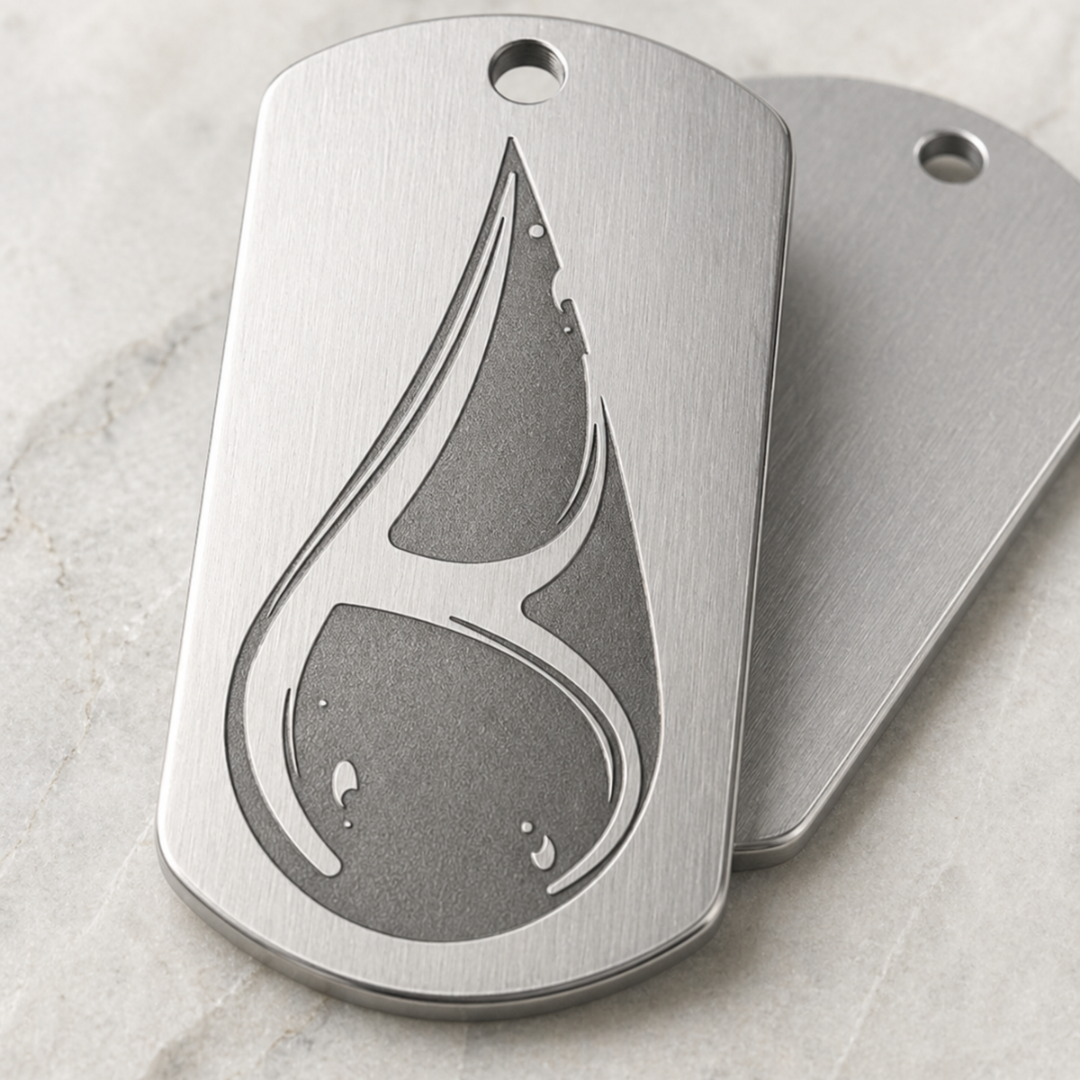 Dog Tag – 35 × 19.5 × 1 mm – stainless steel – silver