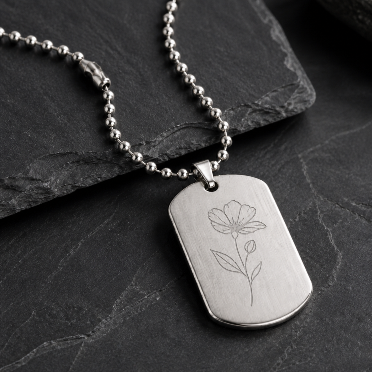 Dog Tag – 35 × 19.5 × 1 mm – stainless steel – silver