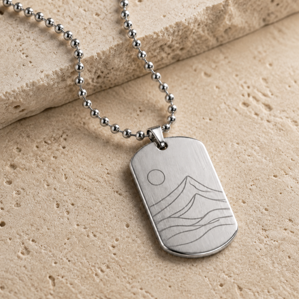 Dog Tag – 35 × 19.5 × 1 mm – stainless steel – silver – with engraving