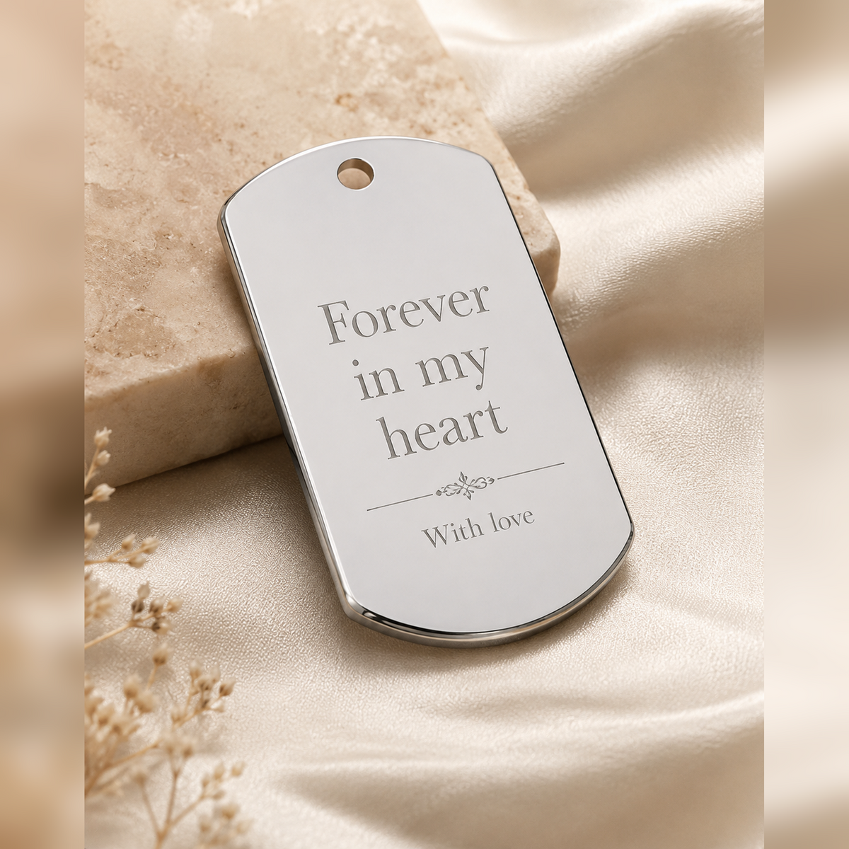Dog Tag – 45 × 27 × 1.3 mm – stainless steel – silver