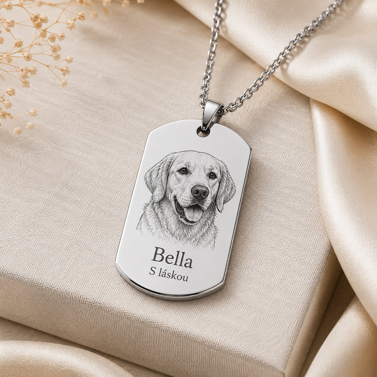 Dog Tag – 45 × 27 × 1.3 mm – stainless steel – silver