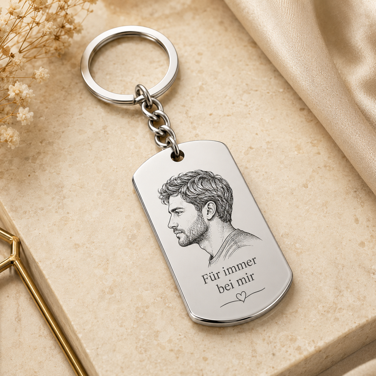 Dog Tag – 45 × 27 × 1.3 mm – stainless steel – silver