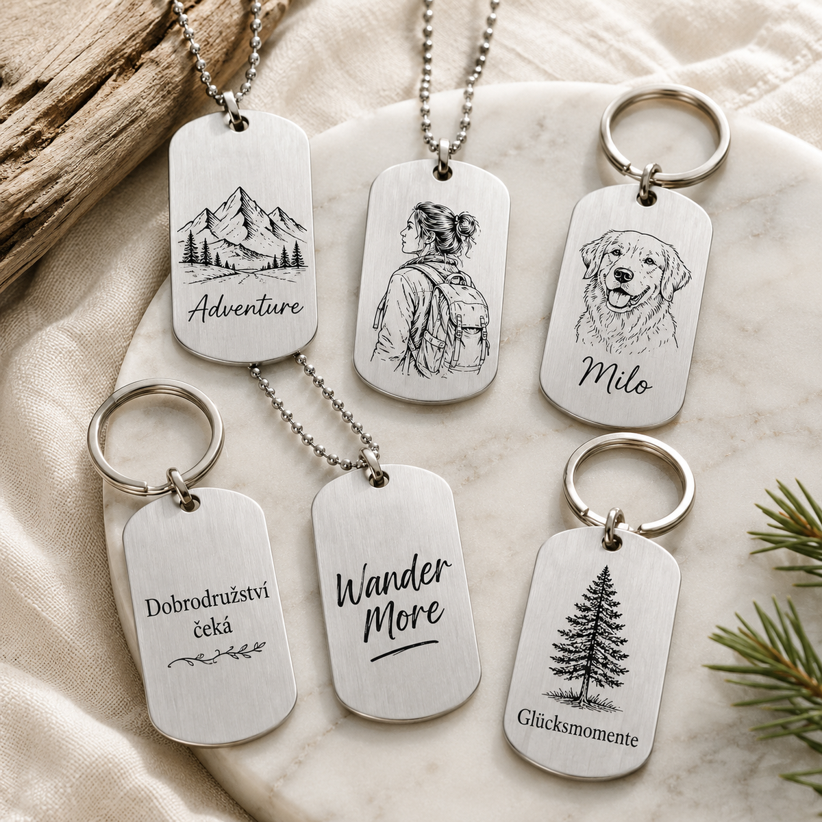 Dog Tag – 45 × 27 × 1.3 mm – stainless steel – silver