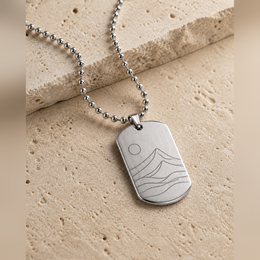 Dog Tag – 50 × 28 × 1 mm – stainless steel – silver – lobster clasp – with engraving