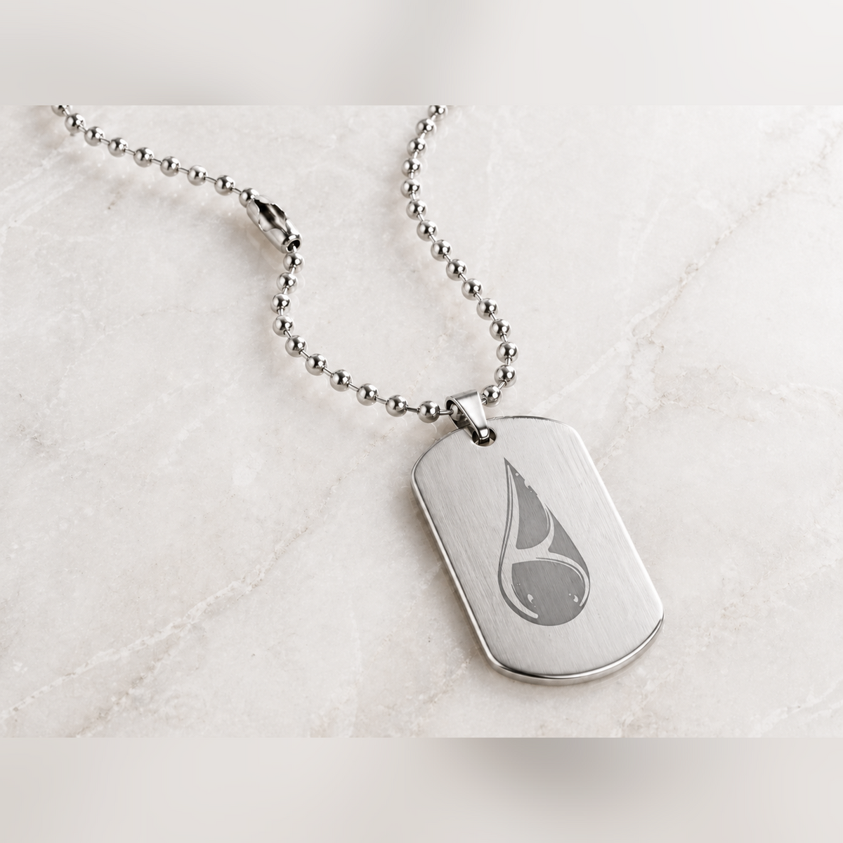 Dog Tag – 50 × 28 × 1 mm – stainless steel – silver – lobster clasp – with engraving