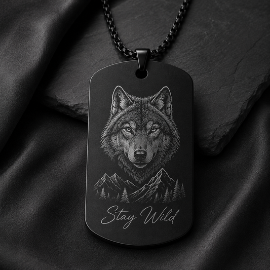 Dog Tag – 50 × 29 × 1 mm – aluminium – black
