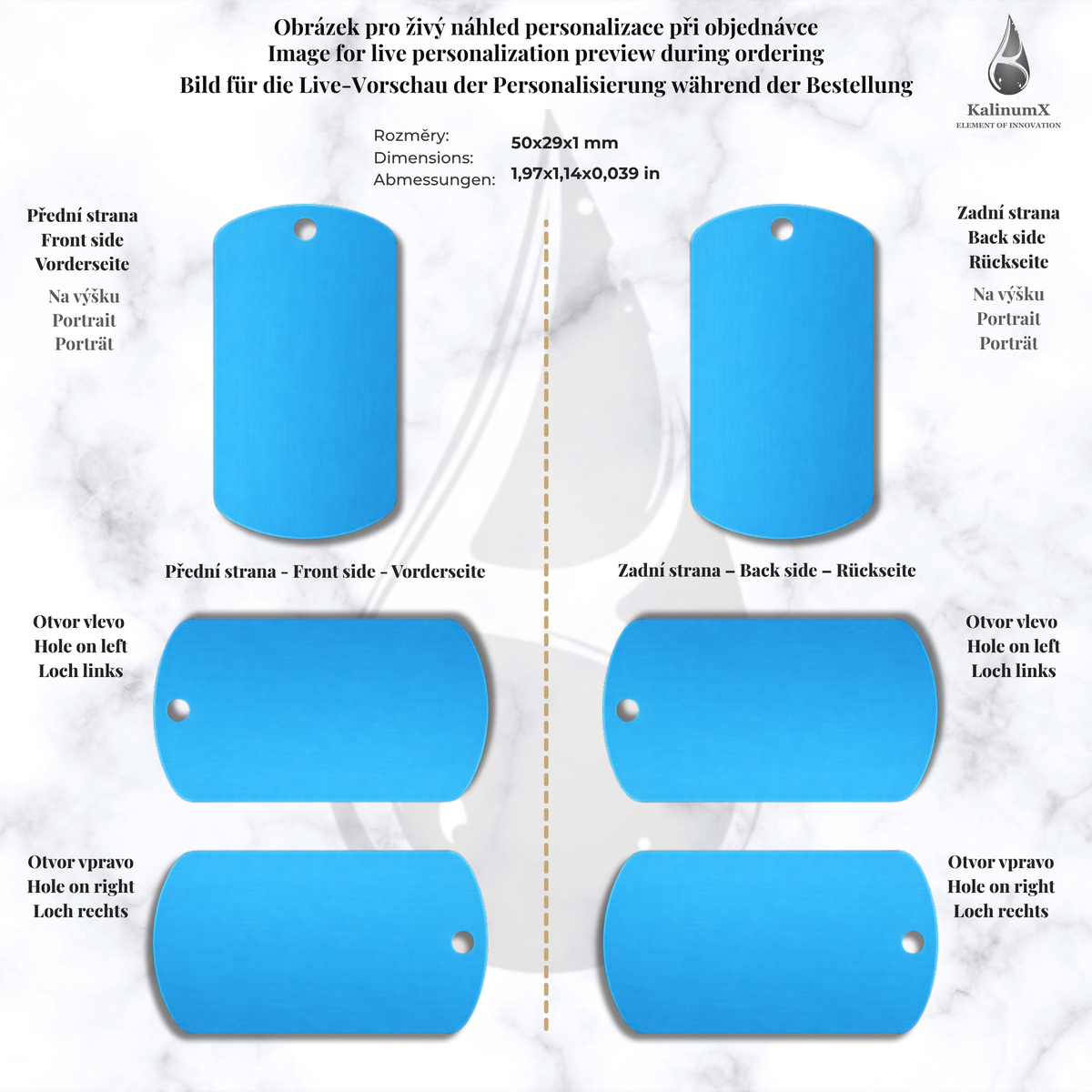 Dog Tag – 50 × 29 × 1 mm – Aluminium – mit Gravur