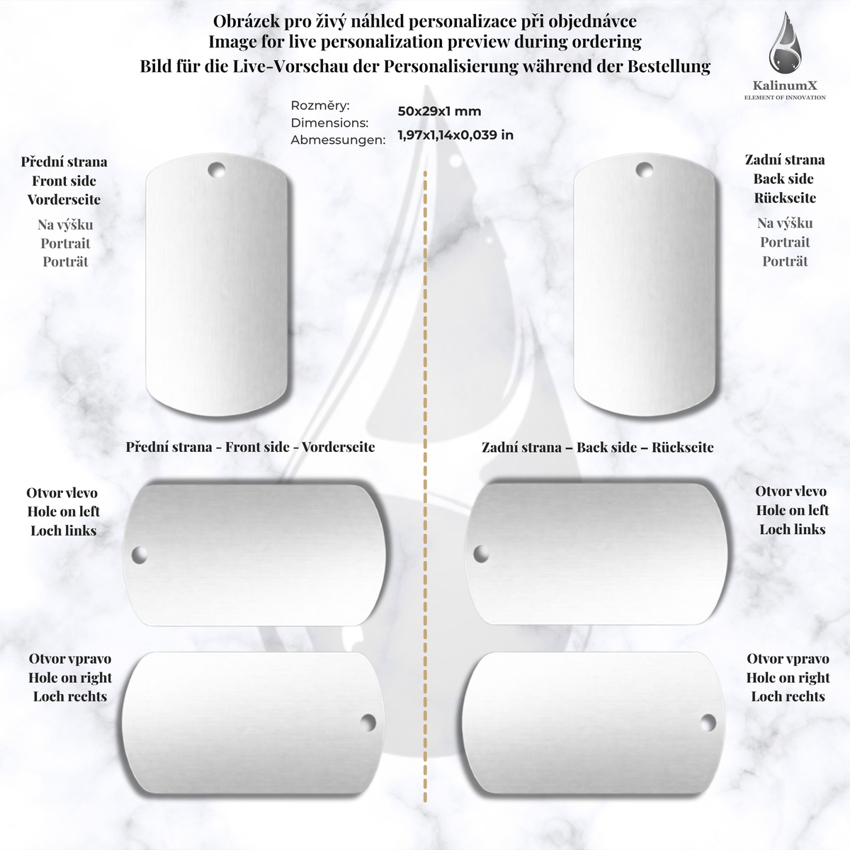 Dog Tag – 50 × 29 × 1 mm – Aluminium – mit Gravur
