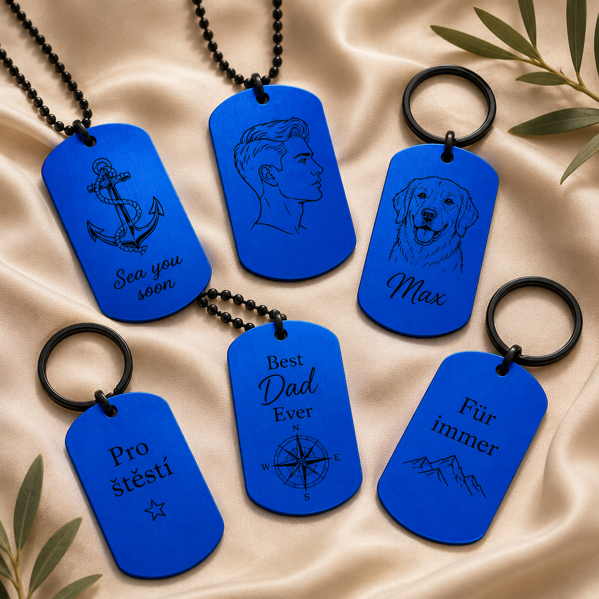 Dog Tag – 50 × 29 × 1 mm – Aluminium – blau