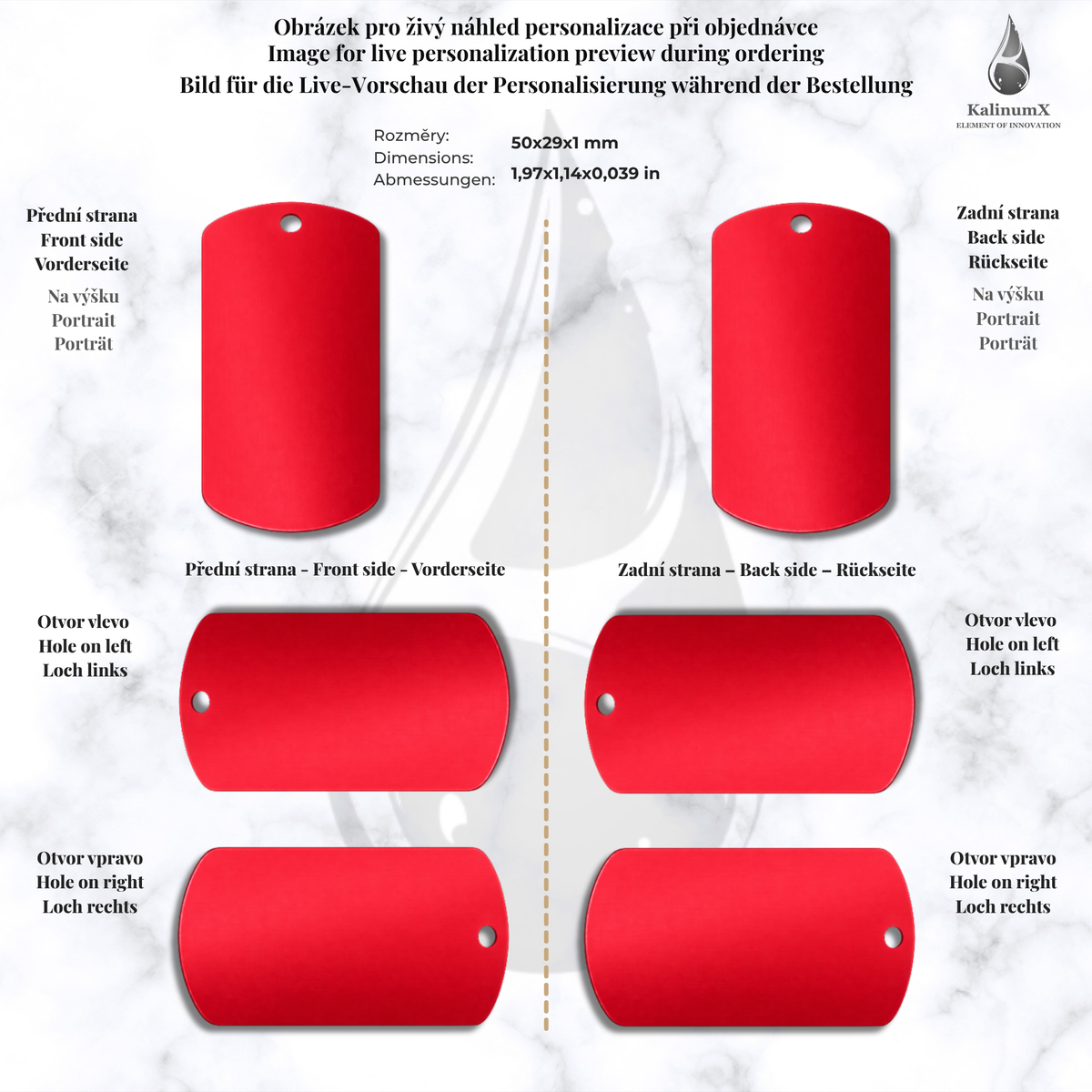 Dog Tag – 50 × 29 × 1 mm – Aluminium – mit Gravur
