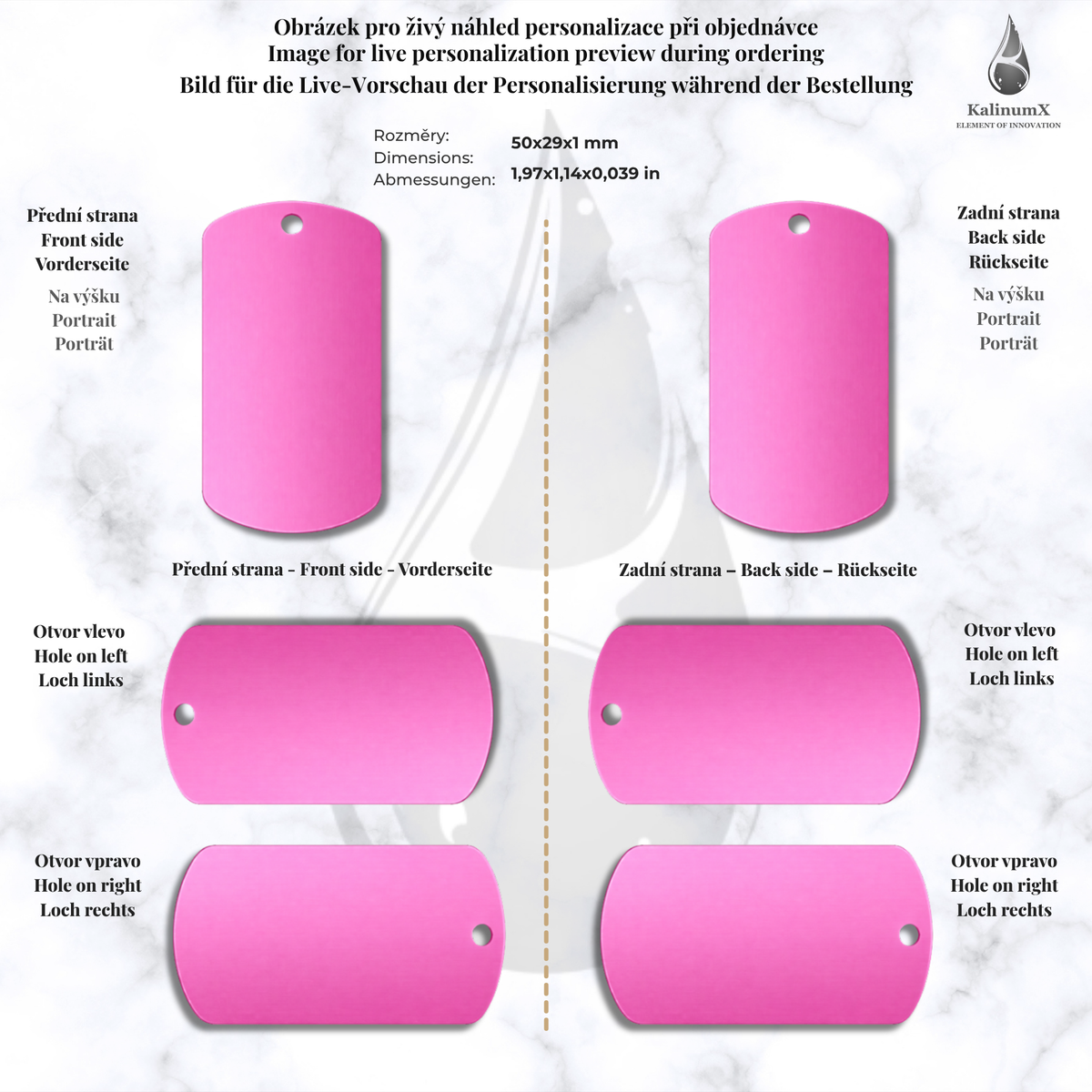 Dog Tag – 50 × 29 × 1 mm – Aluminium – mit Gravur