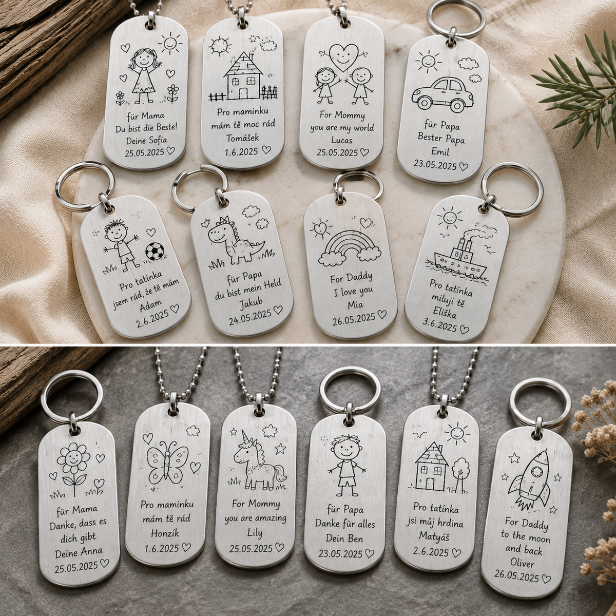Dog Tag – 50 × 29 × 1 mm – Aluminium – silberfarben