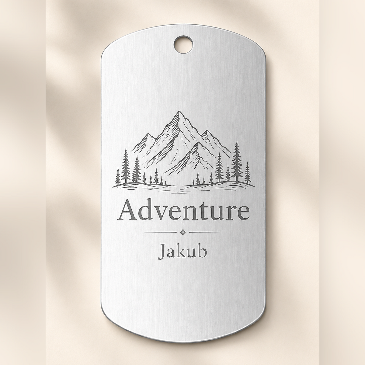 Dog Tag – 50 × 29 × 1 mm – Aluminium – silberfarben – mit Gravur