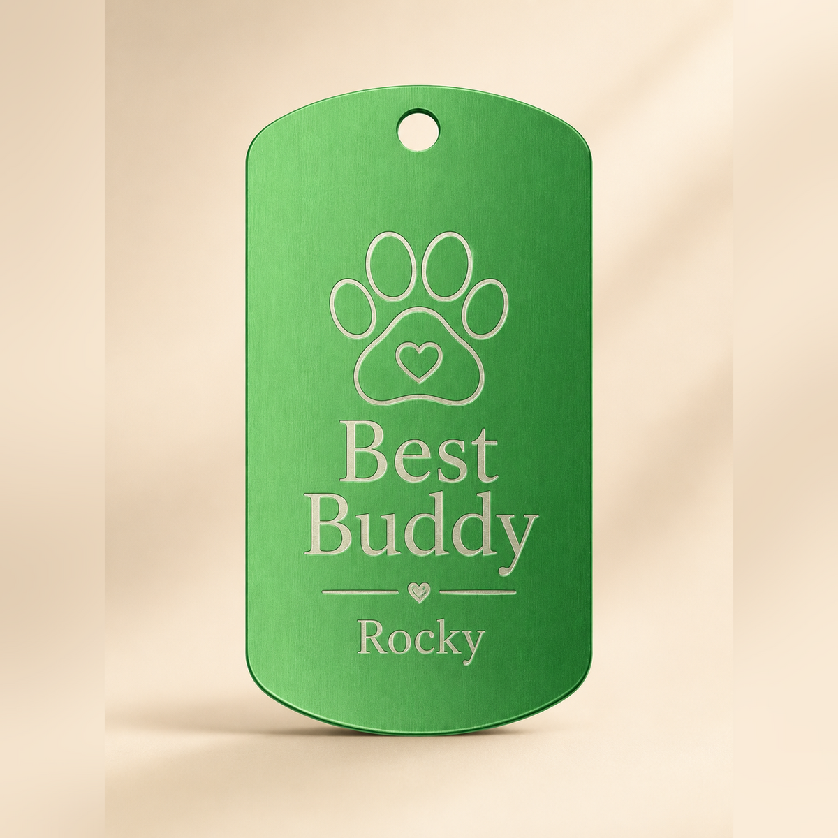 Dog Tag – 50 × 29 × 1 mm – Aluminium – grün